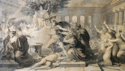 Pietro Benvenutin (1769-1844) Priamuksen kuolema, vedos vuoden 1811 maalauksesta