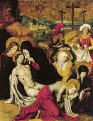 Depozice Krista neboli Pieta z Tangeru od Pietra Cavara (aktivní 1508-1538), tempera na panelu