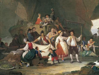 Snídaně u moře, Pietro Fabbris (1740-1792), detail