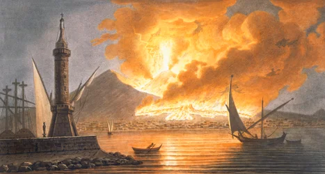 Pohled na velkou erupci Vesuvu z krtka Neapole v noci 20. října 1767, 1776