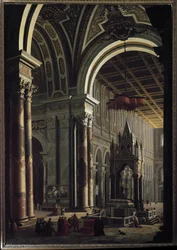 Vnitřní pohled na baziliku sv. Pavla v Římě (vnitřní pohled na baziliku sv. Pavla v Římě) Obraz od Piera Francesca Garoly (Garoli) (1638-1716) Turín Galleria Sabauda