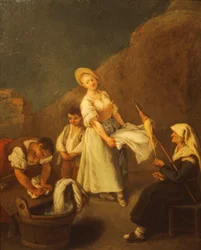 Pračky, Pietro Longhi (1701-1785), olej na desce, 61x50 cm