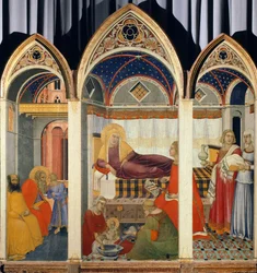 Narození Panny Marie od Pietra Lorenzettiho (cca 1280-cca 1348)