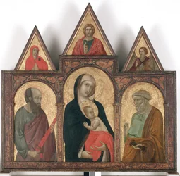 Panna s dítětem a svatí Pavel a Petr,
1310 - 20 (vaječná tempera a zlato na dřevě)