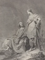 Kristus a žena Samaří u studny, ze série 112 tisků posvátného..., 1743-63