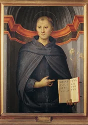 Nicolas de Tolentino (1245-1305) - Svatý Mikuláš z Tolentina par Perugino (asi 1450-1523). Olej na plátně, rozměr: 79x62, Palazzo Barberini, Řím