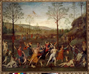 Bitva lásky a cudný obraz od Pietra Vannucciho dit Il Perugino (Perugin) (1450-1523)