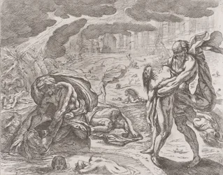 Potopa, postavy vytahované z vody, ca. 1640-42.