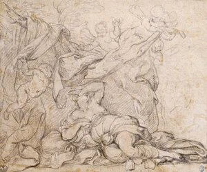 Venuše, studie pro Triumph of Divine Providence, freska na klenbě v sále Palazzo Barberini, Řím