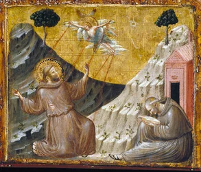 Svatý František přijímá stigmata (tempera a zlato na dřevě)