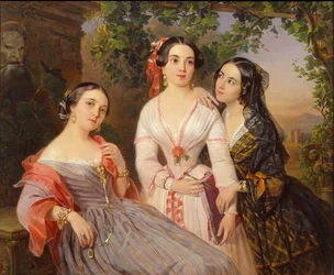 Portrét sester hraběnek Elizabeth Salis De Tournemire, Sofia Suchovo-Kobalina a Eudokia Petrovo-Solovo, 1847
