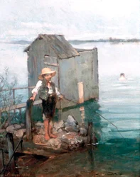 Koupací kabina s chlapcem, 1868