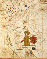 Osmanská říše, z portolánského atlasu sestávajícího ze šesti grafů, od Placida Caloira a Francesca Olivy, Pergamen. 1646.