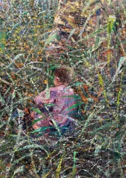 Dítě na louce, detail z dubnového rána v Ligurii nebo Olives at Albaro