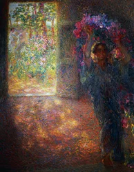 Dům květin, kolem roku 1910, Plinio Nomellini (1866-1943), olej na plátně, 200 x 160 cm, Itálie, 20. století