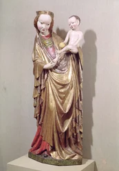 Panna a dítě, cca 1400 (polychromované dřevo)