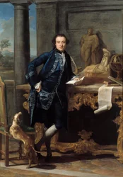 Portrét anglického intelektuála Charlese Johna Crowlese (1738-1811) Obraz Pompea Batoniho (1708-1787) 18. století Sun. 2,48x1,72 m