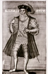 VASCO DA GAMA: Ilustrace z knihy "OS LUSIADAS" od Luise Camoese, Lisabon 1572.