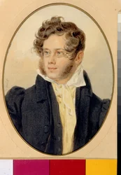 Portrait du Prince Piotr Andreievitch Viazemski (Pierre Wiazemsky) (1792-1878), poete russe (Portrait of the Poet Prince Pyotr A. Vyazemsky). Oeuvre de Pyotr (Piotr) Fyodorovich Sokolov (Pierre Sokolov) (1791-1848)