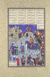 Khaqan zajatý před Bahram Gur, Folio 578r z Shahnama..., ca. 1530-35.