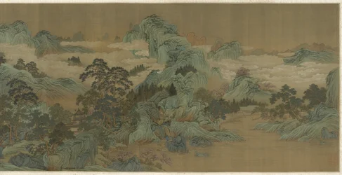 Říční krajina v modré a zelené, 17.-18. století