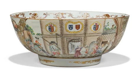 Mísa na punč „The Gate of Calais“, cca 1750-1755 (porcelán)