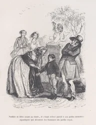 Vstal jako ty malé mořské příšery, které zdobí fontány. z Malé bídy..., 1843.
