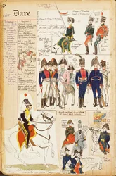 Různé uniformy, Quinto Cenni, barevný štítek, circa 1815