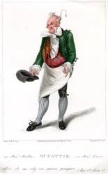 Pan Gattie jako Monsieur Morbleu v Monsieur Tonson, 1822.