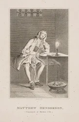 Matthew Henderson, vrah ve své cele roku 1746 (rytina)