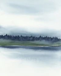 Jezero v mlhavém lese