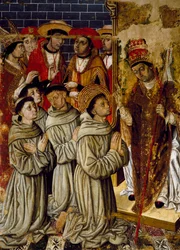 Cyklus zázraků, detail z oltáře San Bernardino, od Joan Figuery a Tomáše Rafaela (činný ve 2. polovině 16. století), tempera na desce, 399x253 cm. Detail.
