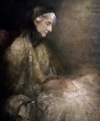 Portrét Cosimy Wagnerové (1838 - 1930), dcery Franze Liszta, manželky Richarda Wagnera (olej na plátně)