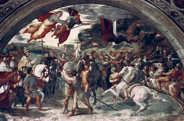 Papež Lev I. odráží Attilu, detail, 1511-14