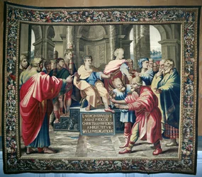 Tapiserie zobrazující Skutky apoštolů. Oslepení Elyma, utkaná v dílně v Beauvais pod vedením Philippa Behagleho (1641-1705), 1695-98