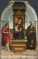 Madona s dítětem se svatým Janem Křtitelem a svatým Mikulášem z Bari Ansidei Madonna, 1505