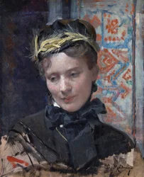 Portrét dámy - Malba Raimunda de Madrazo y Garreta (1841-1920), Olej na plátně 1885-1896 - Národní galerie, Londýn 49,5x40