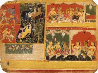 Ilustrace k "Bhagvata Purana", kniha X, kapitola 21, c.1525