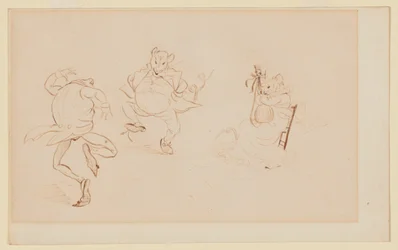 "But While They Were All Thus A Merry-Making", studie k "A Frog He Would A-Wooing Go", cca 1875 (tuš a akvarel na papíře)