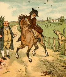 Kůň John Gilpins je znepokojen oslem, 1878, c1918.