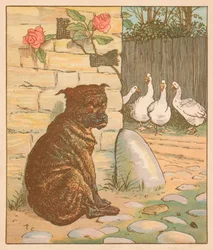 Pes, který dělal starosti kočce..., c1878.