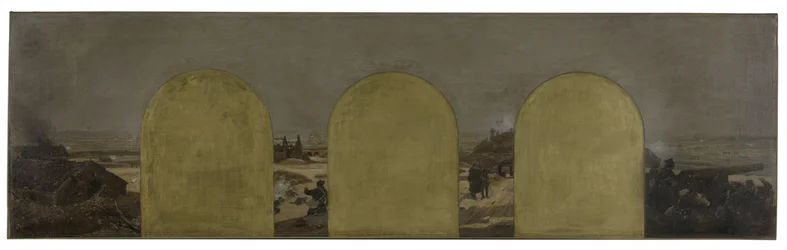Skica pro kabinet prefekta pařížské radnice: Baterie na hradbách: Obléhání Paříže v roce 1870