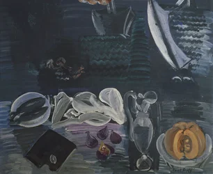 Zátiší s mořem v pozadí