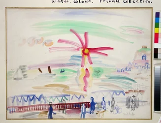 Západ slunce v Sainte-Adresse, asi 1924 (akvarel na papíře)
