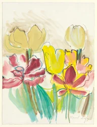 Tulipány pro Colettin herbář, cca 1948 (kvaš a akvarel na papíře)