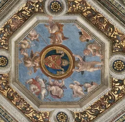 Strop. Freska ve Stanza della Segnatura, cca 1510-1511.