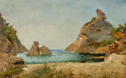 Pohled na zátoku Figuerolles, La Ciotat, Ústa Rhony Obraz od Raphaela Luca Ponsona (1835-1904) Rozměr 38x60 cm Musee Ciotaden La Ciotat