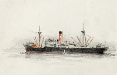 Náklad v ústí řeky Gironde (uhel a pastel)