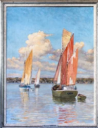 Gabarres v ústí řeky Gironde (olej na dřevě)