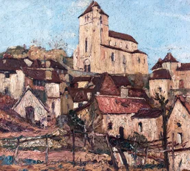 Saint-Cirq-Lapopie (Lot) (olej na dřevě)